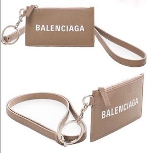 Balenciaga CASH CARD CASE ON KEYRING IN BROWN